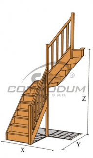 Dřevěné schody - HARMONIE se středovým lomením KV 2720+30