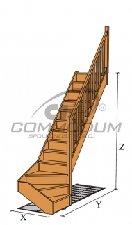 Dřevěné schodiště - HARMONIE spodní lomení KV2720+30