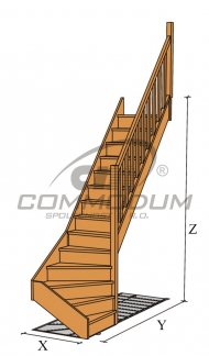 Dřevěné schodiště - LARIX spodní lomení KV 3000