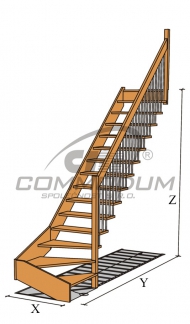 Dřevěné schodiště - LIANA třmenové schodiště KV3000 +30