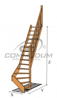 Dřevěné schodiště - LIMBA spodni lomení KV 3000